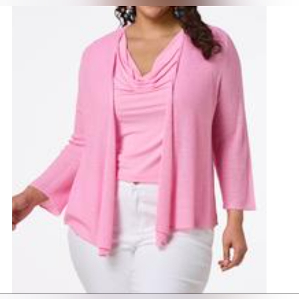 Pink Drape Front Shrug Sweater Cardigan 14/16W NWT
